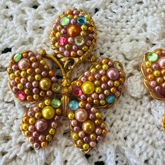 Vintage Rare Jacky De G Paris Runway Butterfly clip Earrings, HUGE OOAK - Picture 3 of 11